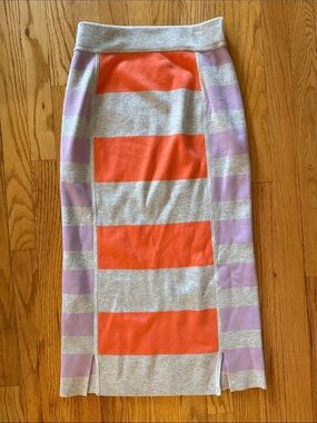 Daily Practice M Striped Knit Midi Skirt in Orange, Lavender & Gray good cond